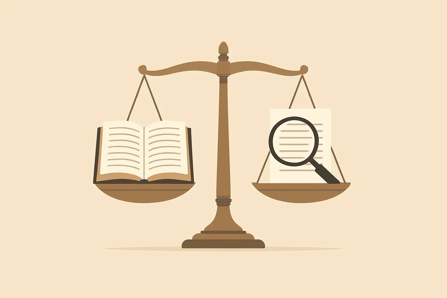 법전을 저울에 올려 균형을 맞추는 정의의 저울 일러스트