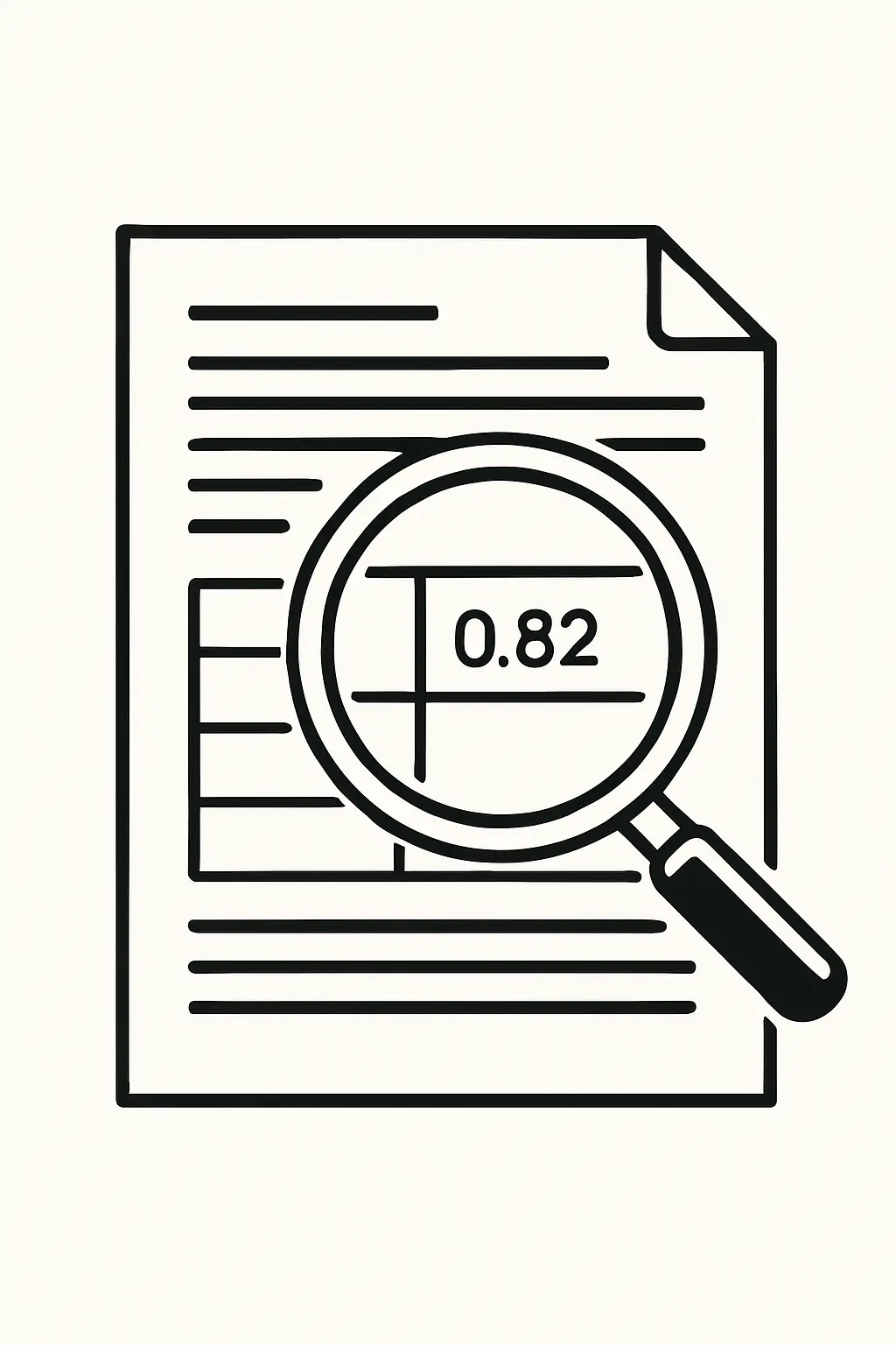 논문의 신뢰도 계수 부분을 확대경으로 살펴보는 일러스트